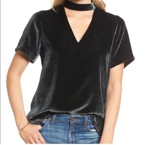 Madewell choker black velvet top